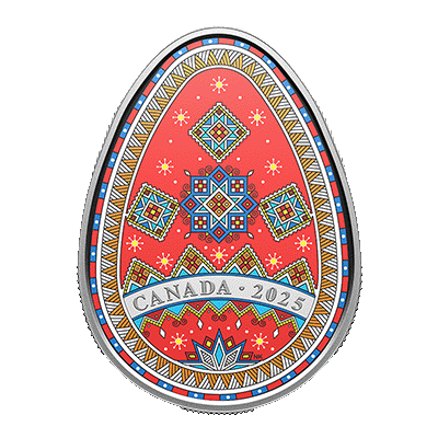 A picture of a 1 oz Pysanka Silver Coin (2025)